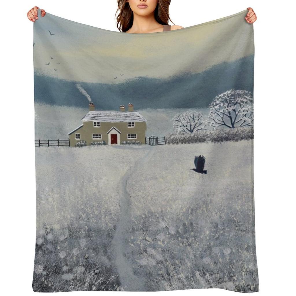 The Path to Winter Cottage Throw Blanket Thermal Giant Sofa Fashion Sofas Warm Blankets