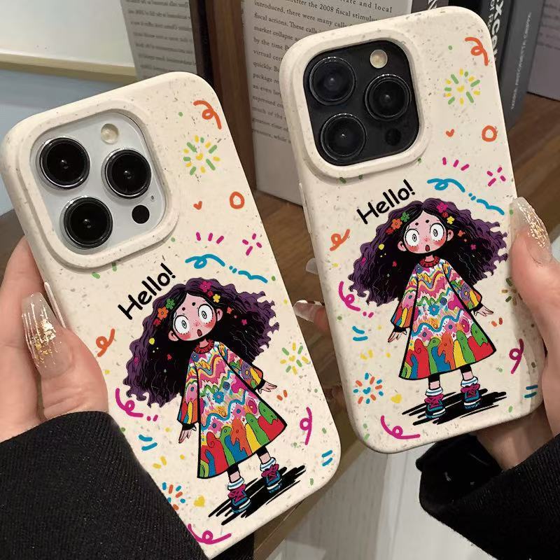 Curly hair girl applies to iphone17promax mobile phone case cute apple 15 anti-drop 14 pro girl 13/16
