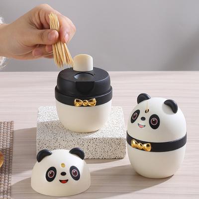 Niedlicher Panda Zahnstocherhalter Automatischer Pop-Up Zahnstocherspender Cartoon Panda Form Zahnstocher Aufbewahrungsbox für Küchen Tischzubehör