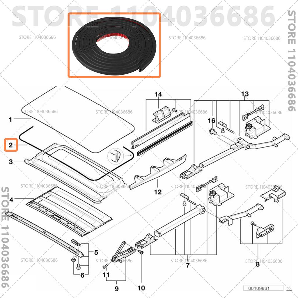 Per 1995-2023 E38 E39 E60 E65 E71 E90 F01 F10 F12 F16 F90 G11 G12 G30 Serie 5/7/X6 BMW Guarnizione Tetto Apribile Lunghezza 2980 Mm 54107245551