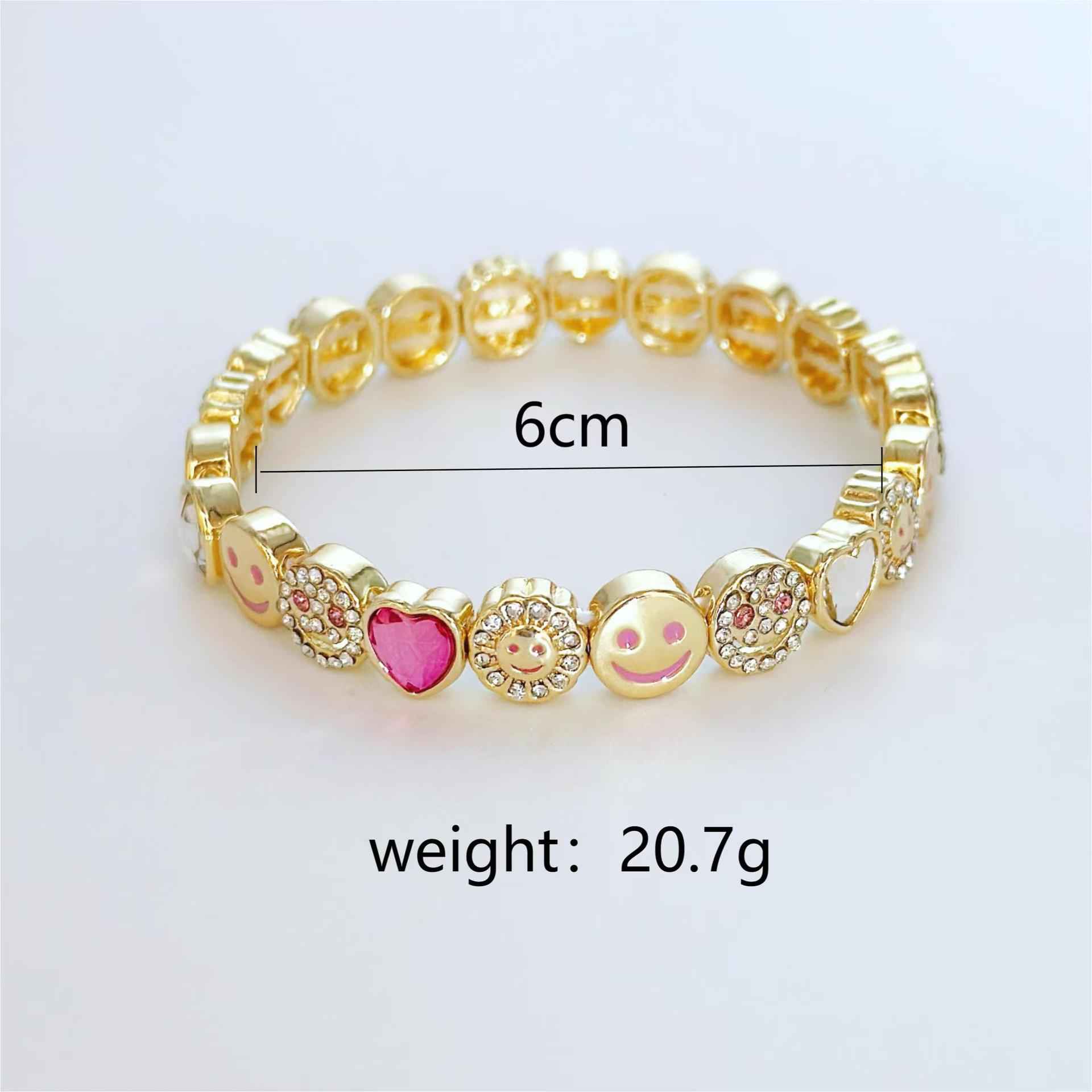 

Персонализированный легкий роскошный розовый браслет с бриллиантами в виде сердца и смайлика для девушки, подходит для повседневной носки женщин