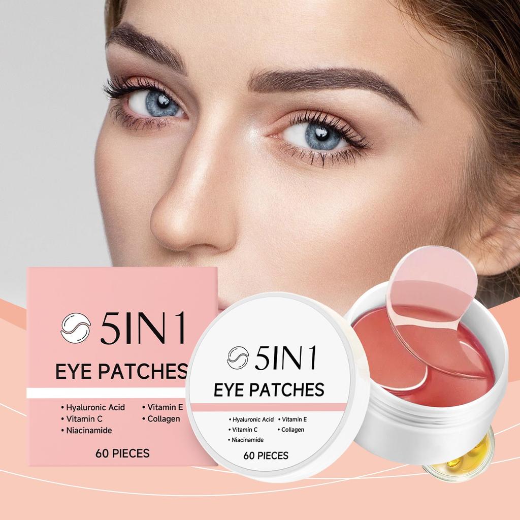 Eye Patches - 5 In 1 Under Eye Mask Hyaluronic & Collagen,Under Eye Face Mask,Dark Circles And Puffy Eyes, Undereye Bags,Beauty & Personal (1ml)
