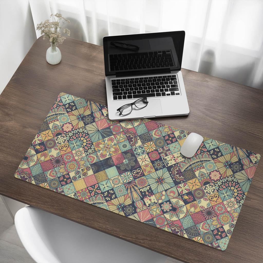 Protective Vinyl Mat For Companies And Offices Floral Patchwork 100X50 Cm