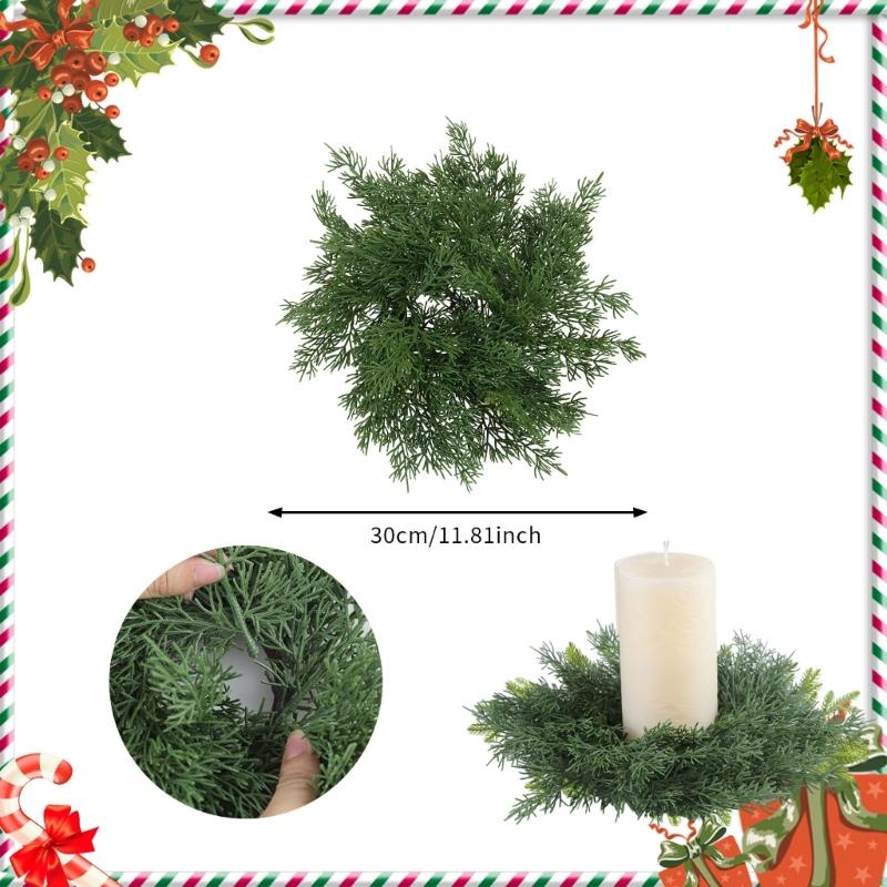 Norfolk Pine Garland Artificial Snow Pine Garland for Christmas Home Table Centerpieces Christmas Candle Rings Wreath