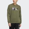 Adidas Neo Fun Print Sport Crew Neck Sweatshirt Men Tops Military-Green H45170