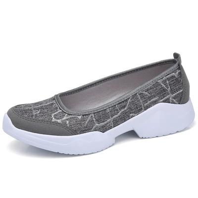 Soft Soled Ultra Light Plus Size 43 Flat Shoes Women Slip On Loafers Breathable Boat Shoes Ladies Casual Fashion Sneakers Gray