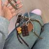 Ins Style Chocolate Bow Keychain Y2K Vintage Tassel Keyring Exquisite Creative Bag Pezndant Backpack Charms Girl Gifts