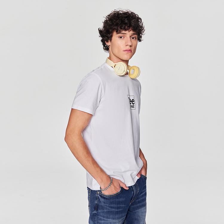 Letter Print Round Neck Short Sleeve Casual T-Shirt Men tops White LMT0081114LE00FK14000