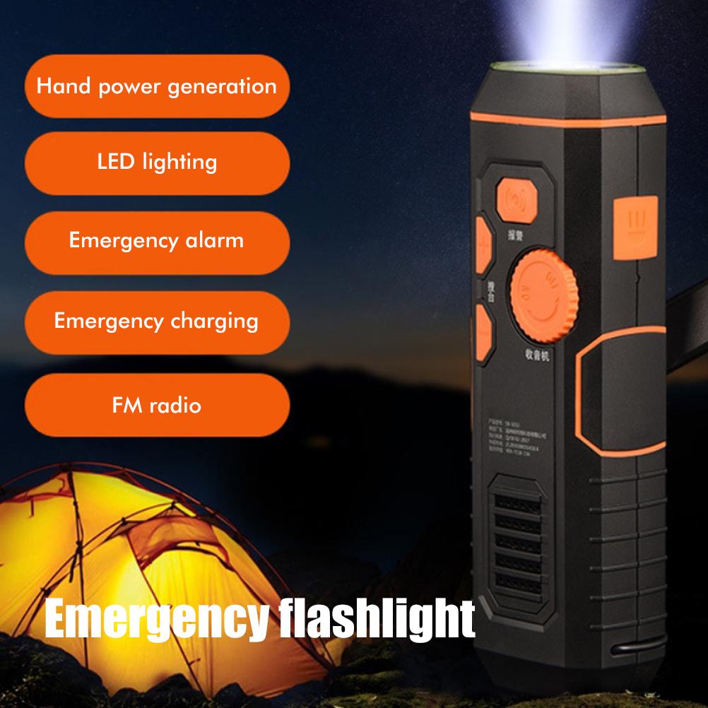 Portable Emergency Radio Hand Crank Flashlight with Radio Multifunctional Power Bank SOS Alarm Rechargeable for Home