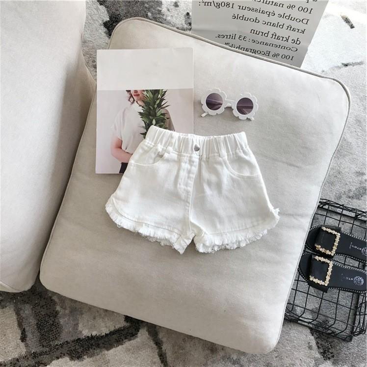 

Girls Solid-Color Korean-Style Mid-Rise Casual Denim Shorts (Small to Medium Sizes) 140 білий
