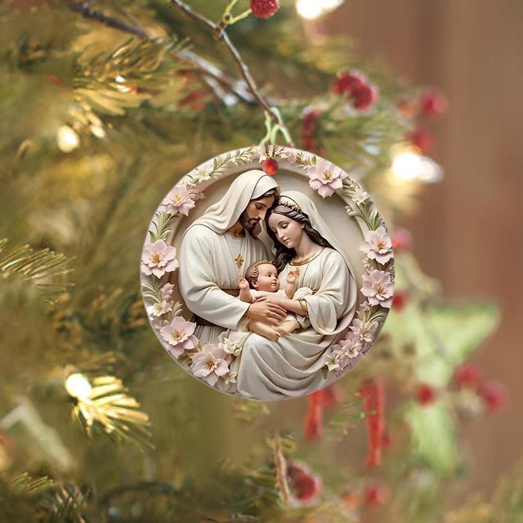 Nativity Christmas Ornaments 2D Acrylic Religious Holy Family Decoration Nativity Ornaments For Christmas Tree For Women Men