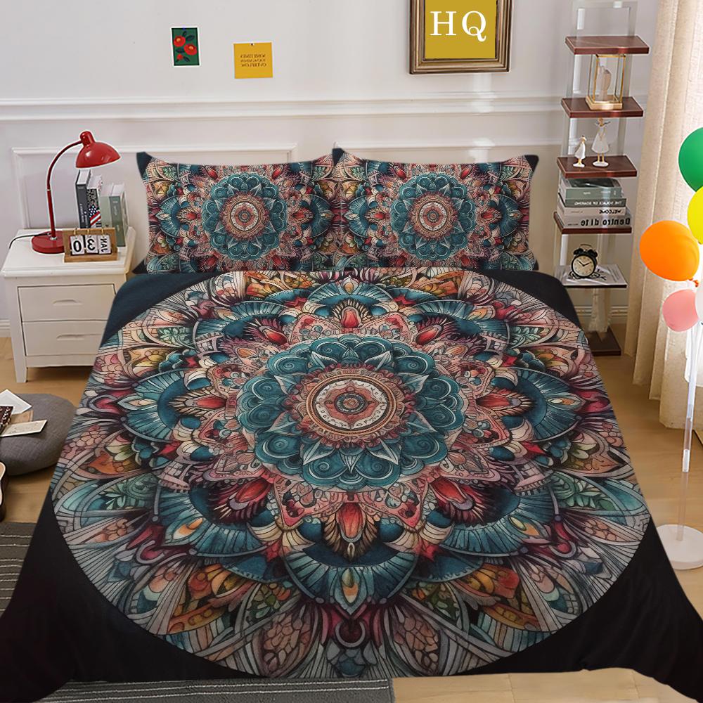 Seturi de lenjerie de pat de lux Textile de casă pentru fete Cuverturi de pilote Lenjerie de pat cu dimensiuni duble Mandala Decorare dormitor de rang înalt