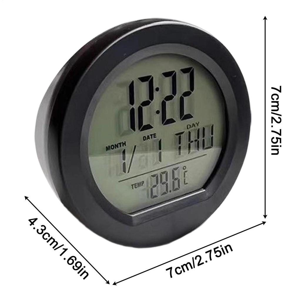 Small Digital Clock Solar Powered Automotive Dash Clock LED Auto Interior Calendar for Classroom Travel Table Bedside Fridge RV