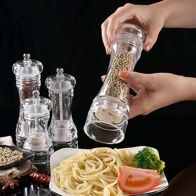 Bärbar Akryl Pepparkvarn 4/5/6 Tum Salt Pepparströare Justerbar Grovhet Keramisk Rotor Kryddkökverktyg