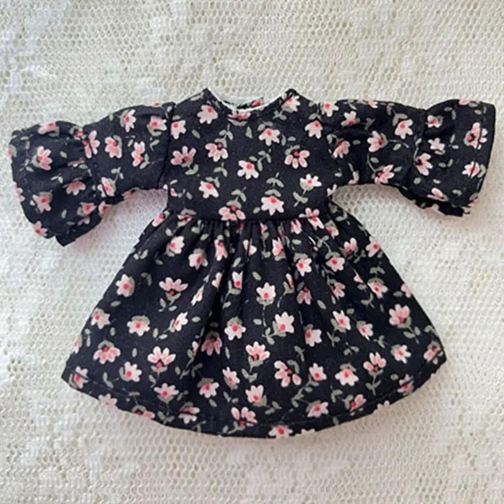 Short/Long Sleeve Printed Dresses White Cardigan for 1/11 OB11 Dolls Tops for 1/12 BJD Dolls Outfits Dresses DIY Doll Clothes
