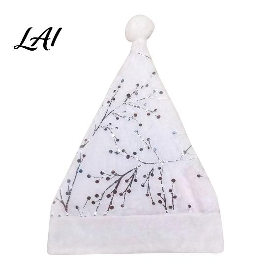 Soft Polyester Christmas Cap Snowflake Sequin Adults Plush for Santa Hat with Faux Holiday Celebration