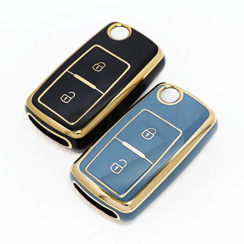 Auto For Vw Amarok Polo Golf Mk4 Bora Jetta Altea For Seat For Skoda Octavia Fabia 2 Button Tpu Car Key Case Cover Protection