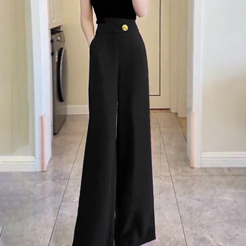 Elegant High-Waisted Wide-Leg Slimming Pants - Women s OL Style L for 108-120 jins