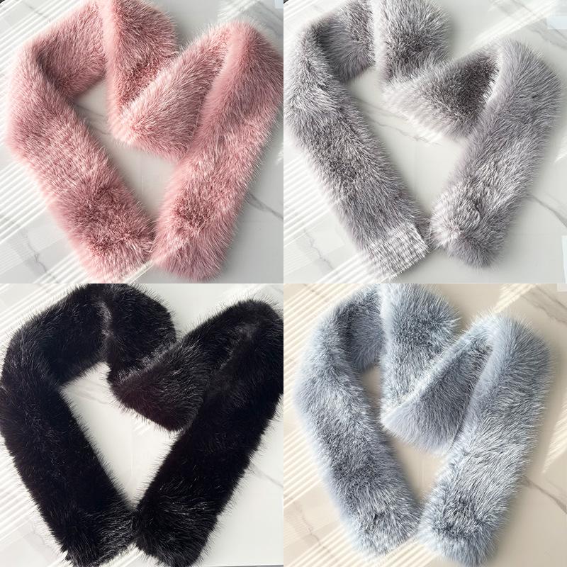 European and American Style Thickened Imitation Fox Fur Scarf: Warm, Versatile, Plush Neck Warmer