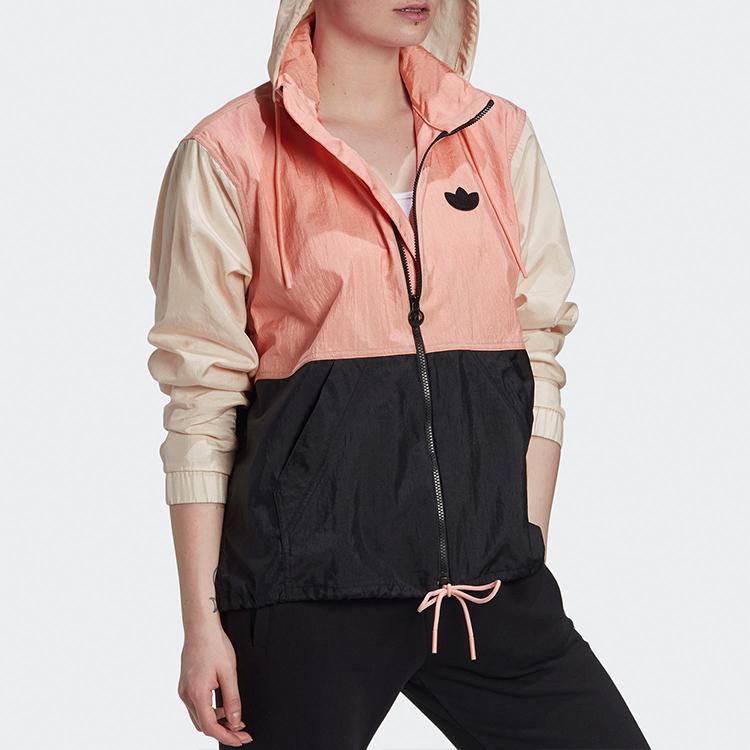 Adidas Originals Trefoil Color Block Windbreaker Retro Casual Sports Jacket Women Pink GK8559