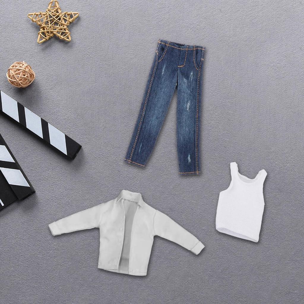 Conjunto de camisa e jeans para boneco de ação 1/12, roupas de 6 polegadas, presentes para crianças e adultos, feito à mão