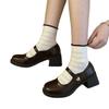 5cm heightened thick heel shorty Le Versatile British JK small leather shoes women's 2025 new retro black Mary Jane