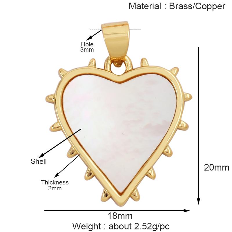 Fashion Colorful Zircon Focal Love Heart Star Charm Pendant, Gold Plated Necklace Bracelet DIY Handmade Jewelry Supplies K81