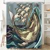 Ocean Wave Whale Pattern Shower Curtain Nautical Sea Life Decor Bathroom Backdrop Vintage Artistic Home Textile