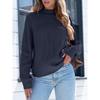 Solid color pullover turtleneck sweater top long sleeve sweater for women