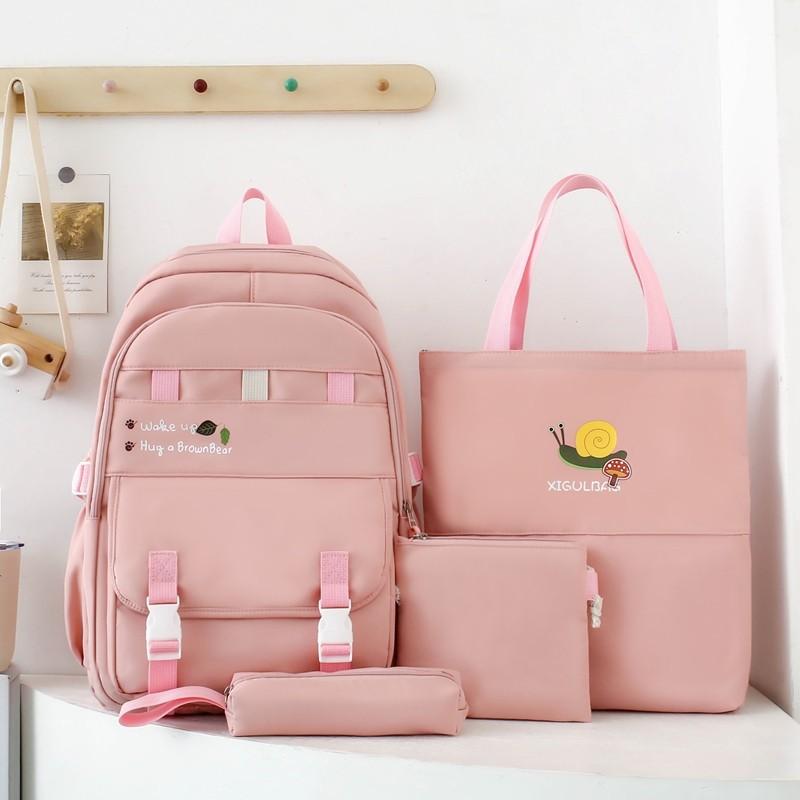 

TS JYL laptop bag,Wholesale New Semester Student 4 Sets Large Solid Fresh Backpack One size fits all розовый