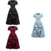 Vintage Renaissance Quadratischer Halsausschnitt Kurzarm Kleid Mittelalterlich Pastoral Cosplay Kleid