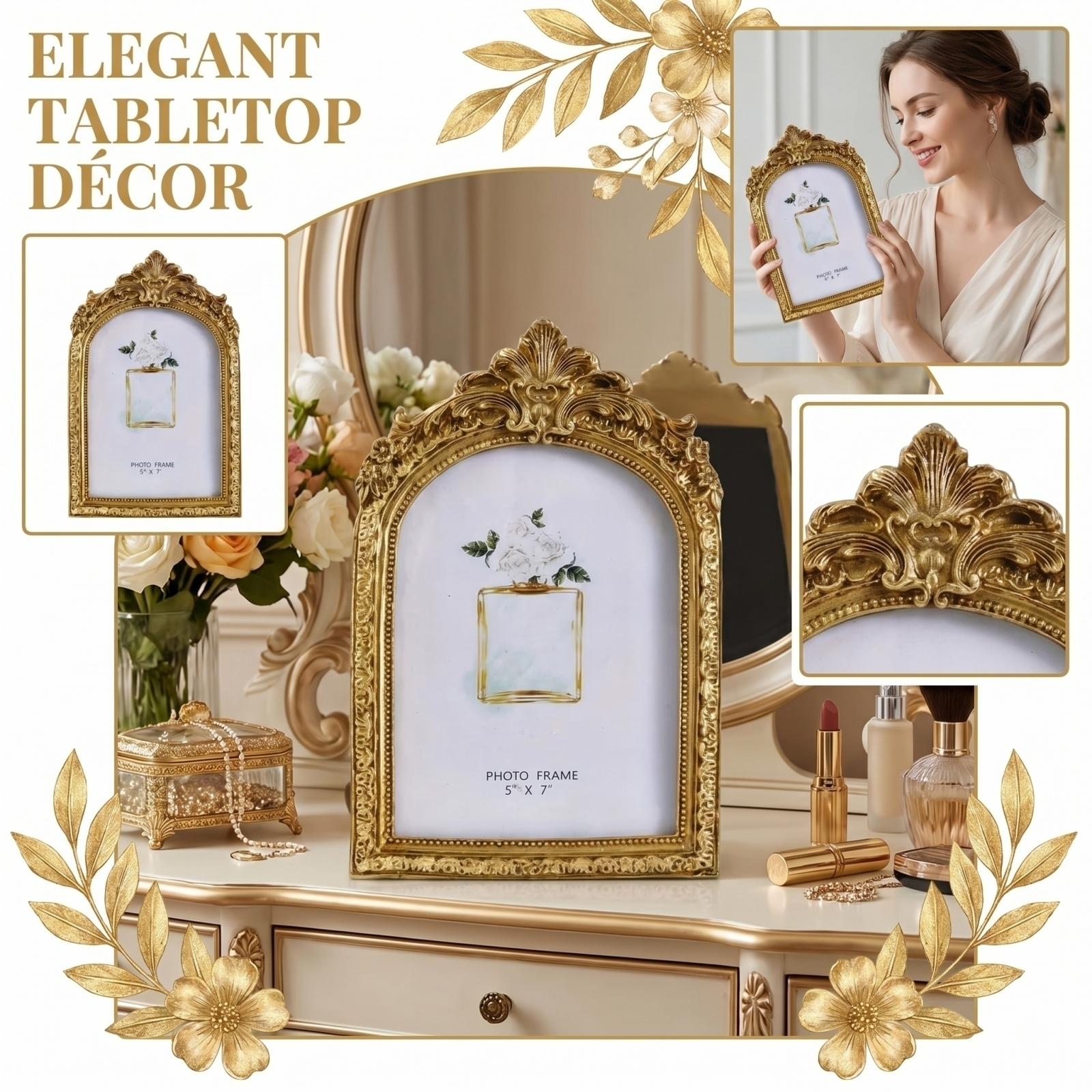 

Decorative Vintage Style Photo Frame Ornate Desktop Ornament for Home Office Tabletop Display Suitable for 4x6 Inch Pictures one size