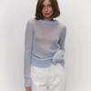 Spring Summer Thin Sweater Cover Up Women Round Neck Sheer Basic Knit Top Candy Color