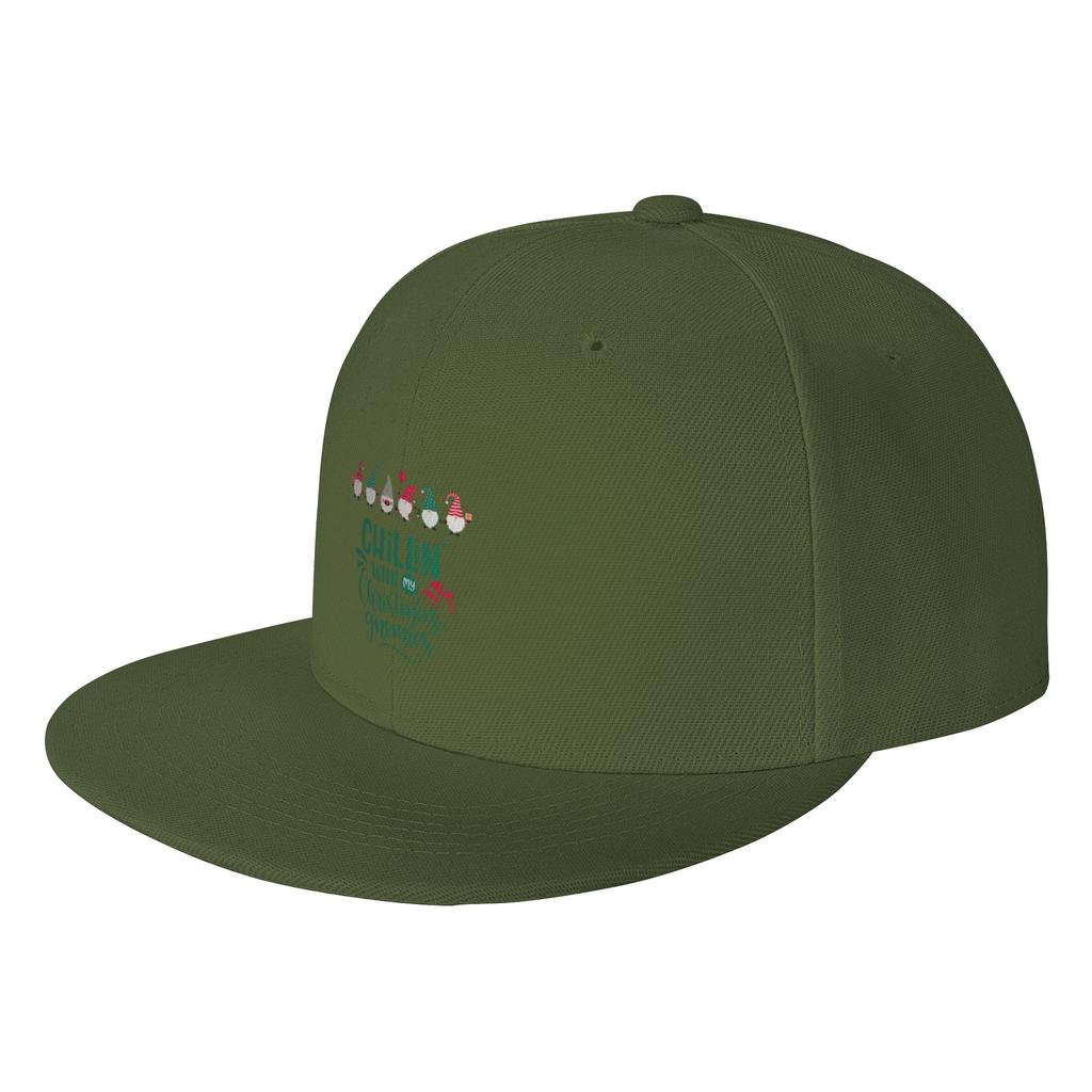 Fashion Chillin wit my Christmas Gnomies Flat Brim Sun Hat  Easy To Clean Sport Cap
