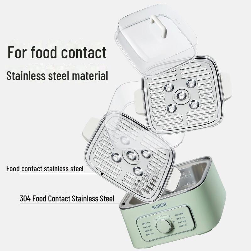 Supor ZN23FK930 Stainless Steel Three-Layer Electric Steamer with Visible Grid and Large Capacity.
