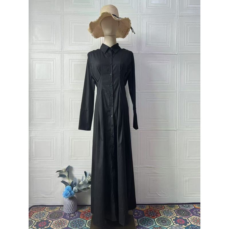 

Fashion Wind New Fashion Casual Elegant Long Sleeve Blouse Dress Long Sleeve Shirt Dress Black S