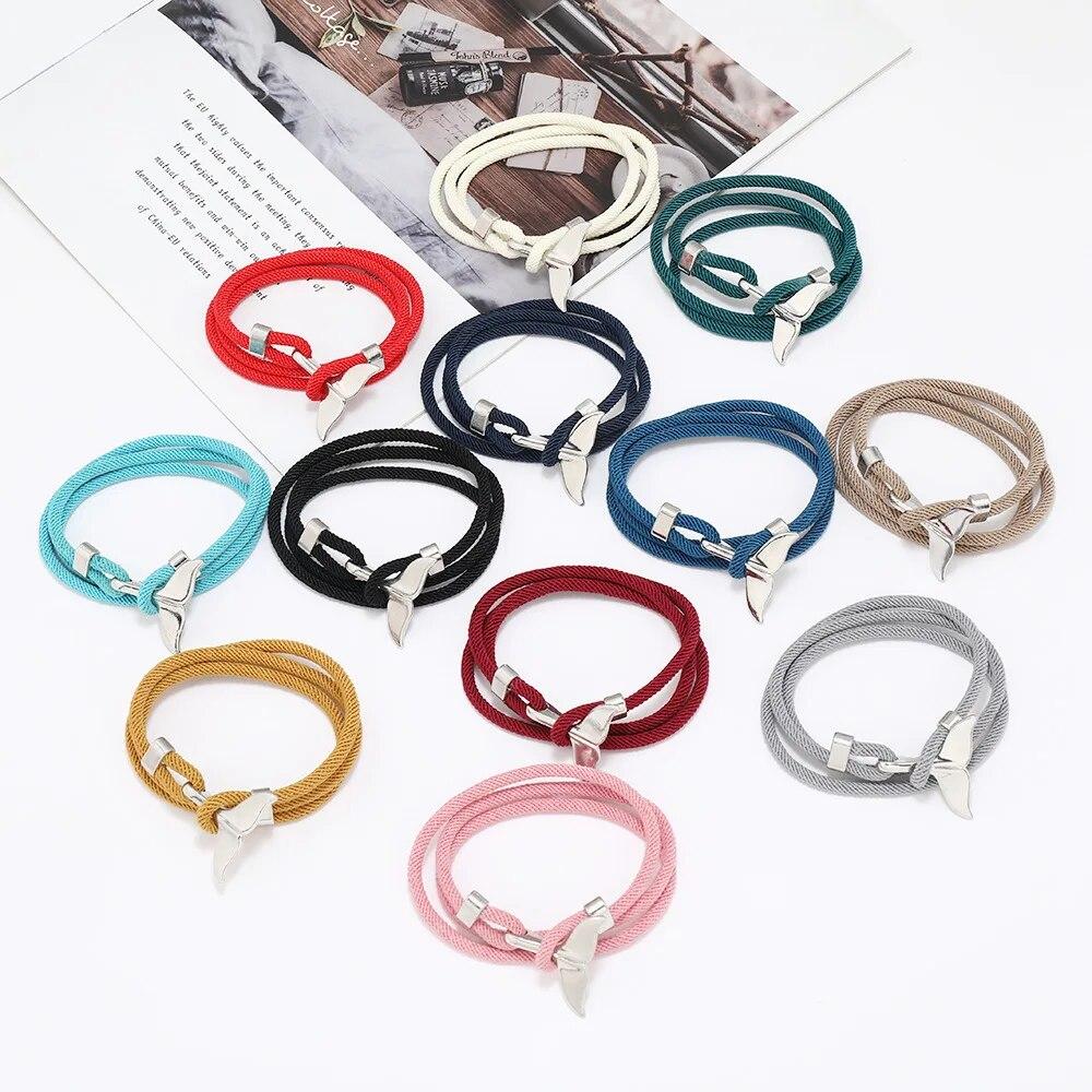 Bracelet ancre série océan, Bracelet queue de baleine pour Couple, ligne Milan, corde tressée, Bracelet étudiant pour hommes et femmes
