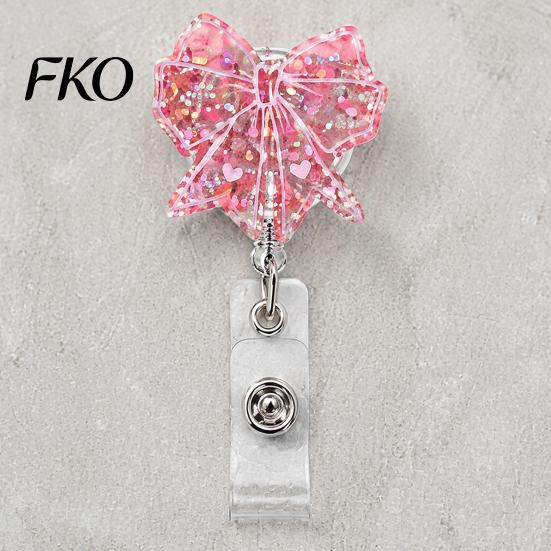 Retractable Name Tag Holder Nurse Badge Reel, Funny Glitter Acrylic with Rotating Reel Clip, Sparkly Cute ID Card for Teachers Student Staffs