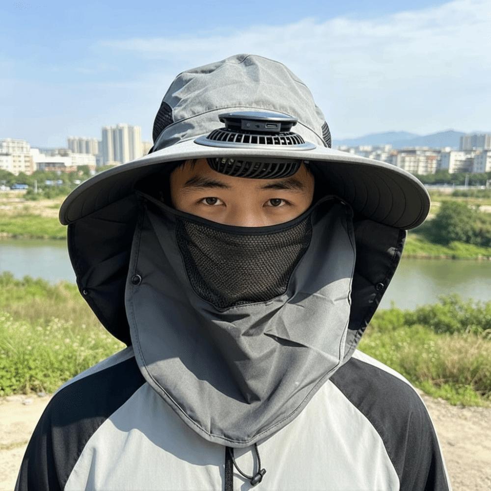 Long-lasting Fishing Sun Shading Cap Portable Wide Brim Fan Hat for 3.7V/300mAh Gardening