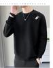 2025 Men's Heavyweight Round Neck Embroidered Sweatshirt - Trendy American Loose Fit for Teens and Students