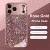 Pink Glitter Pattern Metallic Tempered Glass Phone Case For iPhone 17 16 15 14 13 12 11 Pro Max 15 14 Plus 17 Air 16E Cover