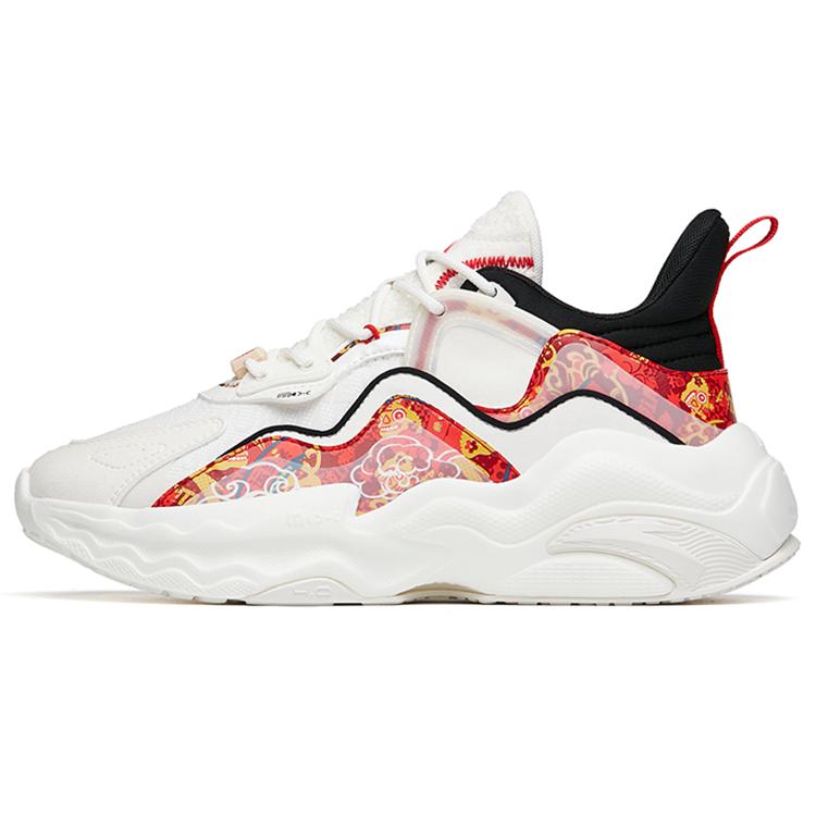 New My King Mansleep X Anta MIX4 Cushioning Anti Slip And Wear Resistant Low Top Chunky Sneakers Women's White Red 122218812-7