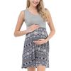 Women's Maternity  Pregnanty V-Neck Sleeveless Splicing Print Dress