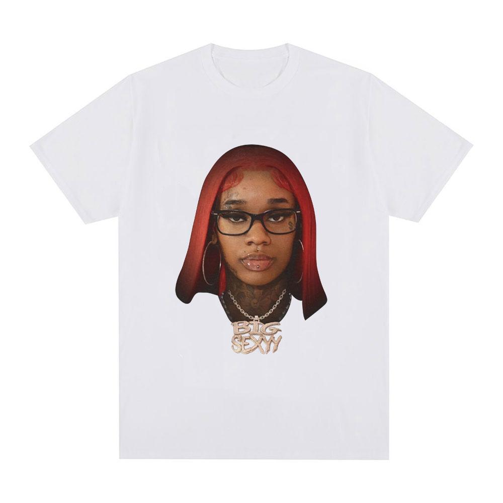 Sexyy Red Big Sexyy Face Graphic Tshirt Unisex Fashion Hip Hop Oversized T Shirt Casual Cotton Short Sleeve Tshirts Streetwear S