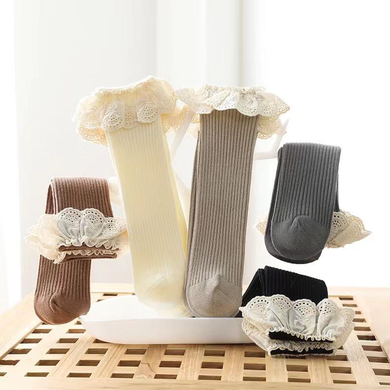 0-8Years Baby Cotton Socks Kids Toddlers Girls Princess Knee High Long Soft Cotton Lace Baby Children Socks Baby Girls Socks