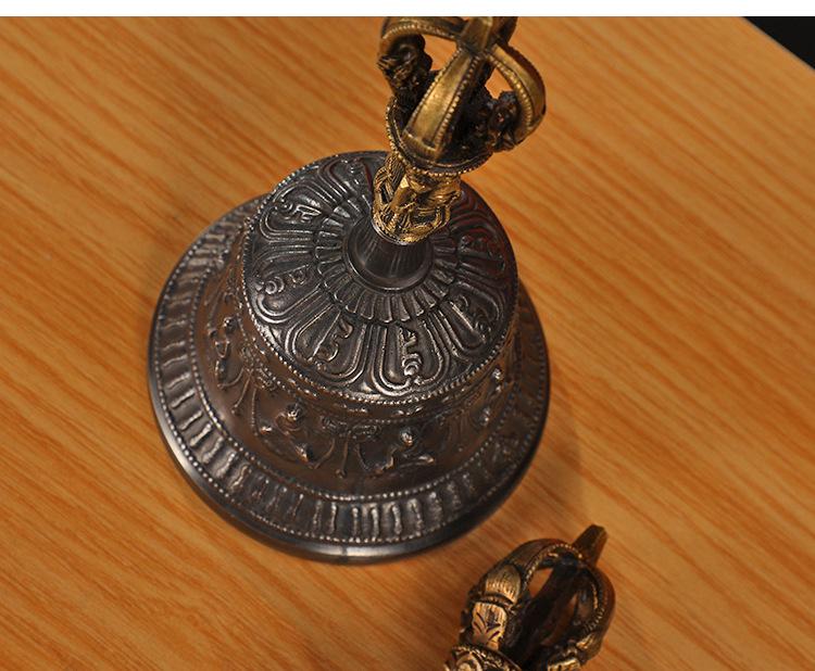 Nepal Vajra Bell & Dorje Tingsha: Bronze Practice Bell for Tibetan Buddhism Altar