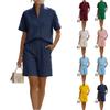 Women's Fashionable Casual Short-sleeved Shirt And Loose Pants Two-piece Set