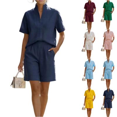 Women's Fashionable Casual Short-sleeved Shirt And Loose Pants Two-piece Set