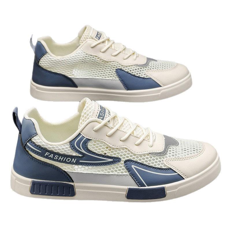 Men's shoes summer breathable thin deodorant casual board shoes flat bottom hollow mesh mesh shoes new mesh sports trendy shoes