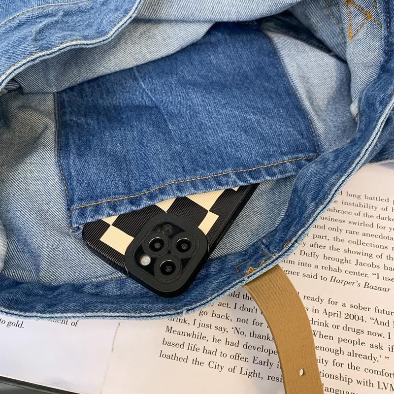 Crossbody-väska med stor kapacitet Kvinnlig jeansväska Bokstavsväska Student axelväska